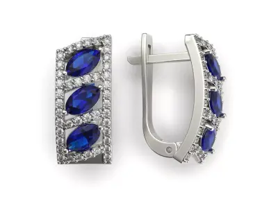 G0079 sapphire and diamond earrings 3D print model