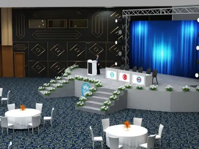 3d Stage Decoration with Circle Table 006 3D model