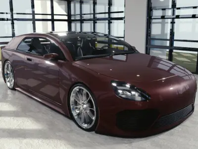 BLENDER EEVEE Brandless Small 2 door hatchback Low-poly 3D model