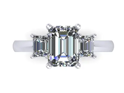 Three Stone Diamond Ring 3D print model