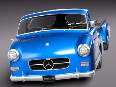 Mercedes Renntransporter 1954 Combo with grand prix car 3D model