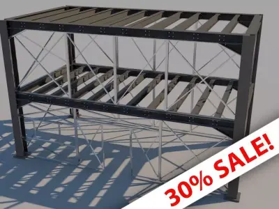 Steel Frame Structure Low-poly 3D model