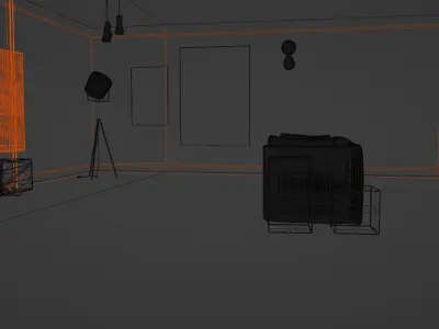 Luxury living room 3D model purchase