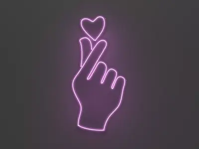 Korean Love Sign - Neon Sign 3D model