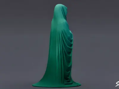Ghost Statue Standing Vigil Low-poly 3D model