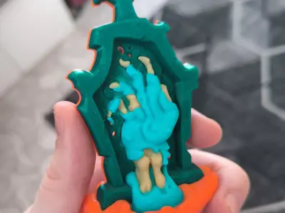 Halloween zombie grave keychain bas-relief 3d print 3D print model