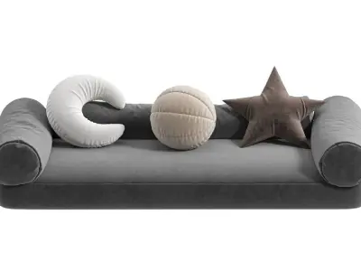 Sofa and Docorative Pillows 3D model