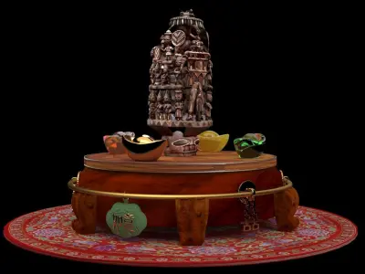  Chinese wooden carved   3D model