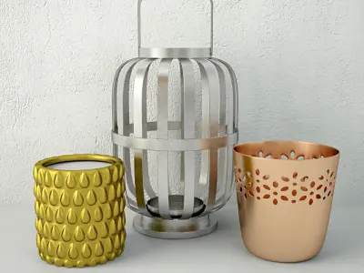 Lantern candles and candleholder by HM Home 3D model