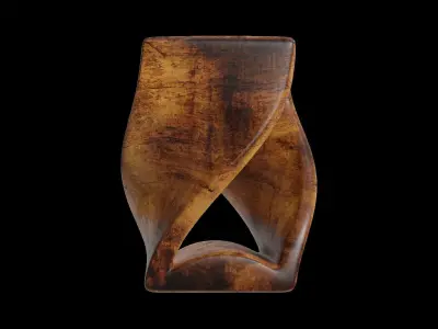 Solid Wood Abstract End Table Low-poly 3D model