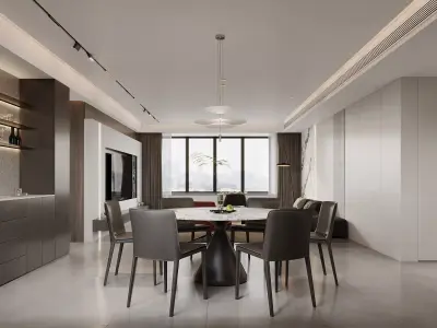 Modern living room dining room interior scenes 290 3D model