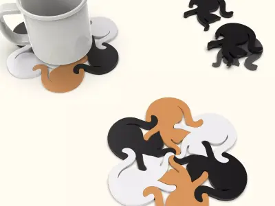 Cute Cat Coaster -  Intertwined Design Coaster 3D print model