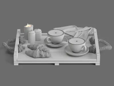 Decor Coffee and croissant Set 31 3D model
