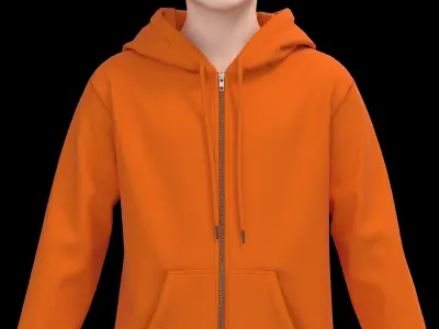 Kids male zipper hoodie 3D model
