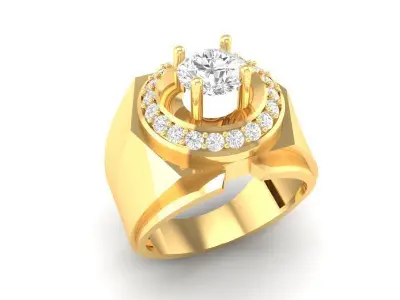 Luxury Halo Diamond Signet Ring for Men 581 3D print model