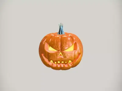 Carved Pumpkin Lantern  Halloween Jack-o Lantern  3D Model Low-poly 3D model