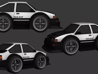 cartoon car vehicle 3d game ready model Low-poly 3D model-001 Low-poly 3D model