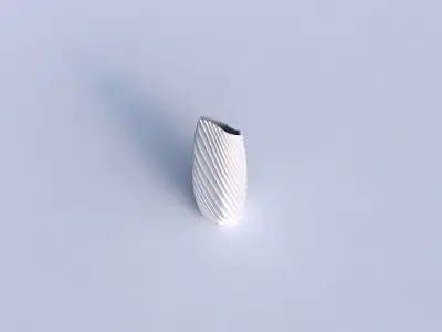 Vase bent hexagon with bent extruded lines 03 3D print model
