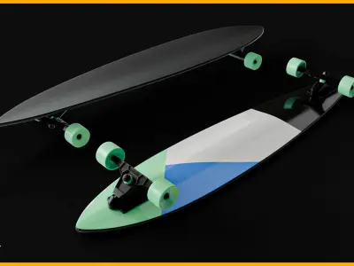 Longboard Skateboard 3D model