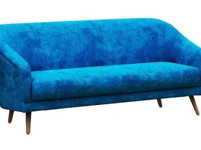 Classical sofa 3d model with fabric and wood textures Low-poly 3D model