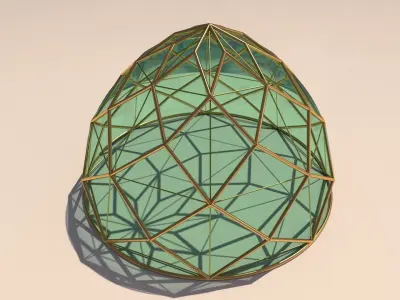 Pointed dome triangulated with glass enclosure 3D model