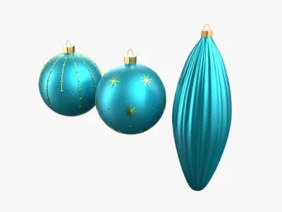 Christmas Tree Ornament Set1 - Turquoise Green  Low-poly 3D model