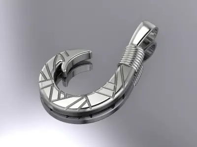 Hook Pendant Elegant Jewelry Gold 3D print model