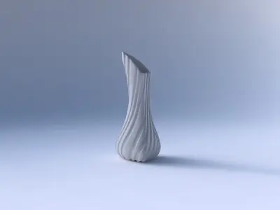 Vase puffy tappered triangle with twisted smooth ribbons    3D print model