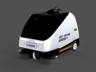 Autonomous Robot Sweeper Low-poly 3D model