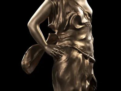Decorative Set Statue and Table  Low-poly 3D model