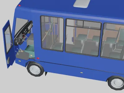 City Bus With Interior Low-poly 3D model