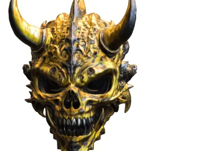Demonic Horned Skull Helme 3D model