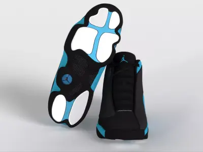 Jordan 13 blue white black online Low-poly 3D model