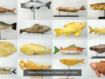Wooden Fish Sculptures Collection