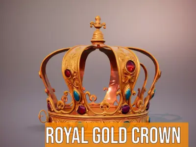 Royal Gold Crown model pack Low-poly 3D model