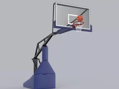 Basketball Backboard and Ball 3D model