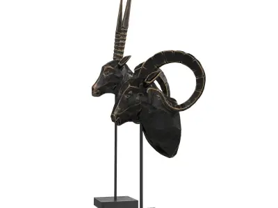 Bronze Rams Carved Sculptures Low-poly 3D model