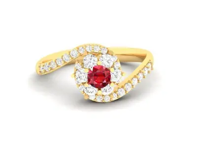Luxury S Shape Ruby and Diamond Ring for Women 481 3D print model