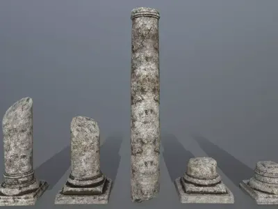 broken pillar Low-poly 3D model