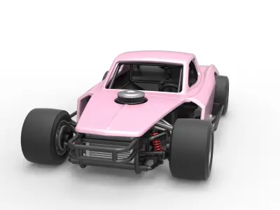 Vintage Asphalt Modified stock car V3 Scale 1 to 25 3D print model