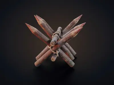 Wooden Stakes Low-poly 3D model
