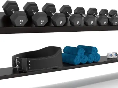 Gym-Tools-Fitness-Body-Building-big-set-2 gym equipment rack ... 3D model
