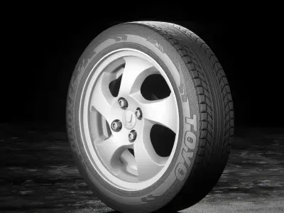 Honda Civic EK4 VTi SiR OEM Rim Wheel Game Ready 3D Model Low-poly 3D model