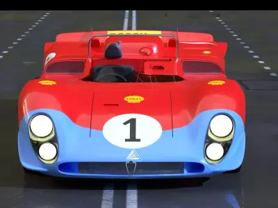 Alfa Romeo T33 Short Tail Race Car Low poly Game-Ready Model Low-poly 3D model