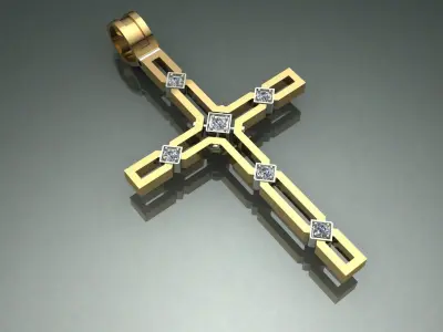Cross with stones Printing Model  3D print model 3D print model