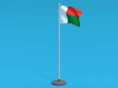 Low Poly Seamless Animated Madagascar Flag Low-poly 3D model