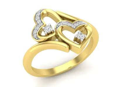 AV 505 Heart In Heart Diamond Finger Ring 3D print model