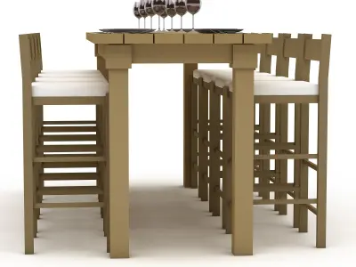 3D dining table 005 model Low-poly 3D model
