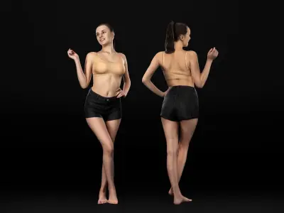 Sexy woman in nude top 55 Low-poly 3D model