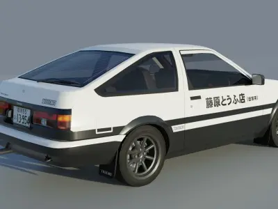 Toyota Trueno AE86 Initial D stylized Low-poly 3D model